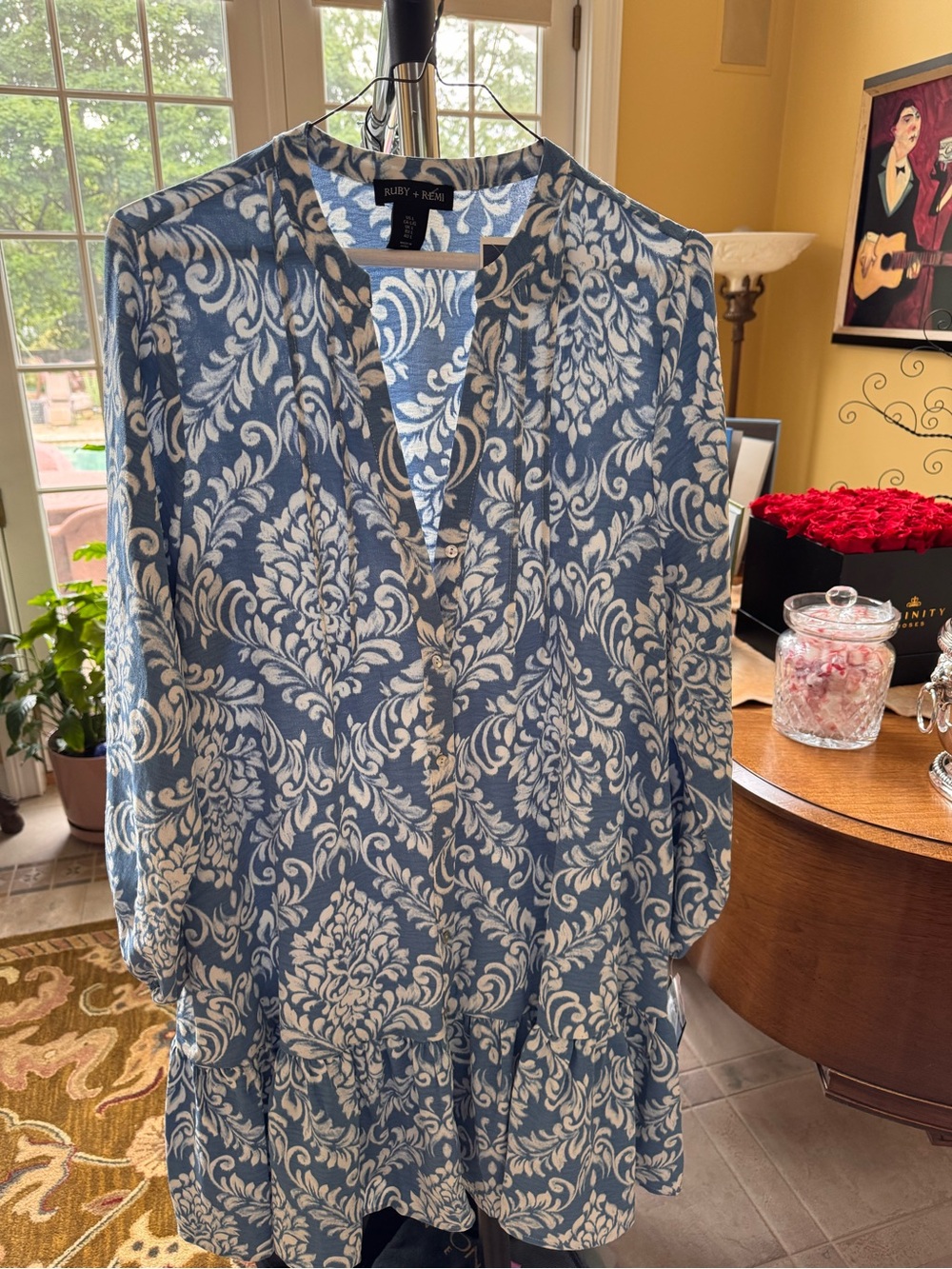 Blue Floral Midi Dress